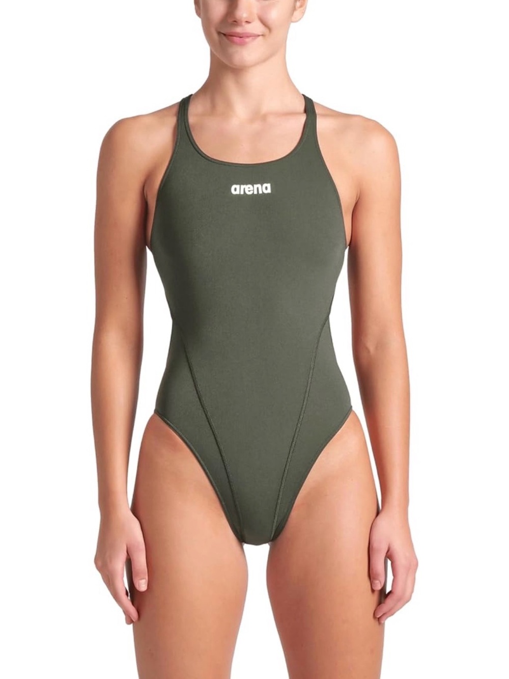 Arena Women's Olive Green High-Cut One-Piece Swimsuit